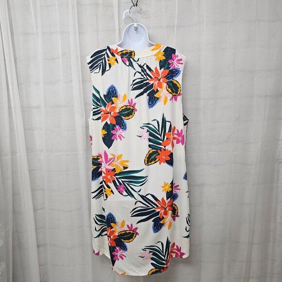 Old Navy Dress Tropical Floral Hawaiian Sleeveless White Orange 2XL - Picture 6 of 10